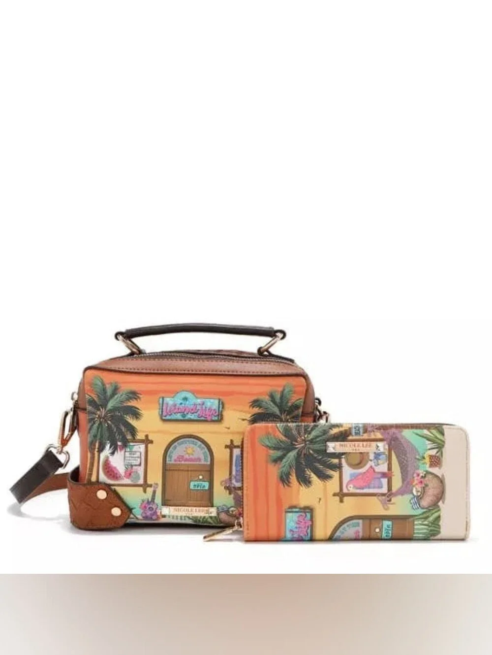 Nicole Lee 3 Piece Set Sun and Sand Matching Wallet Crossbody Shoulder Bag Purse